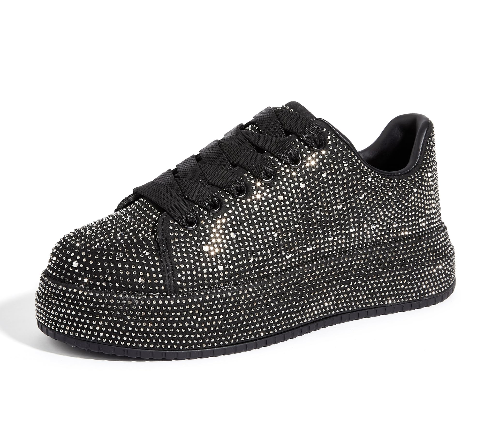 LUCKY STEP Rhinestone Sneakers for Women Platform Sparkly Glitter Bling Tennis Shoes Fashion Bedazzled Wedding Bridal Party Walking Sneakers