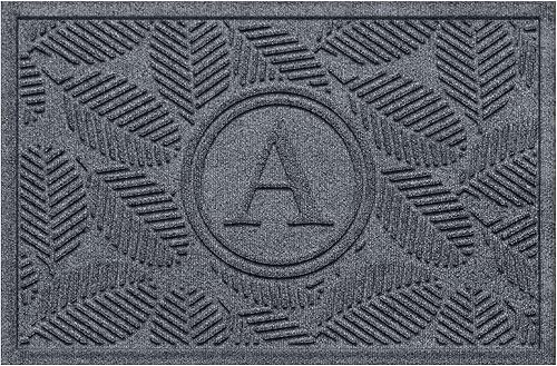 Miniatura 6 de Bungalow Flooring Tapete con monograma Waterhog para puerta, 2 x 3 pies, fabricado en Estados Unidos, revestimiento decorativo personalizable,