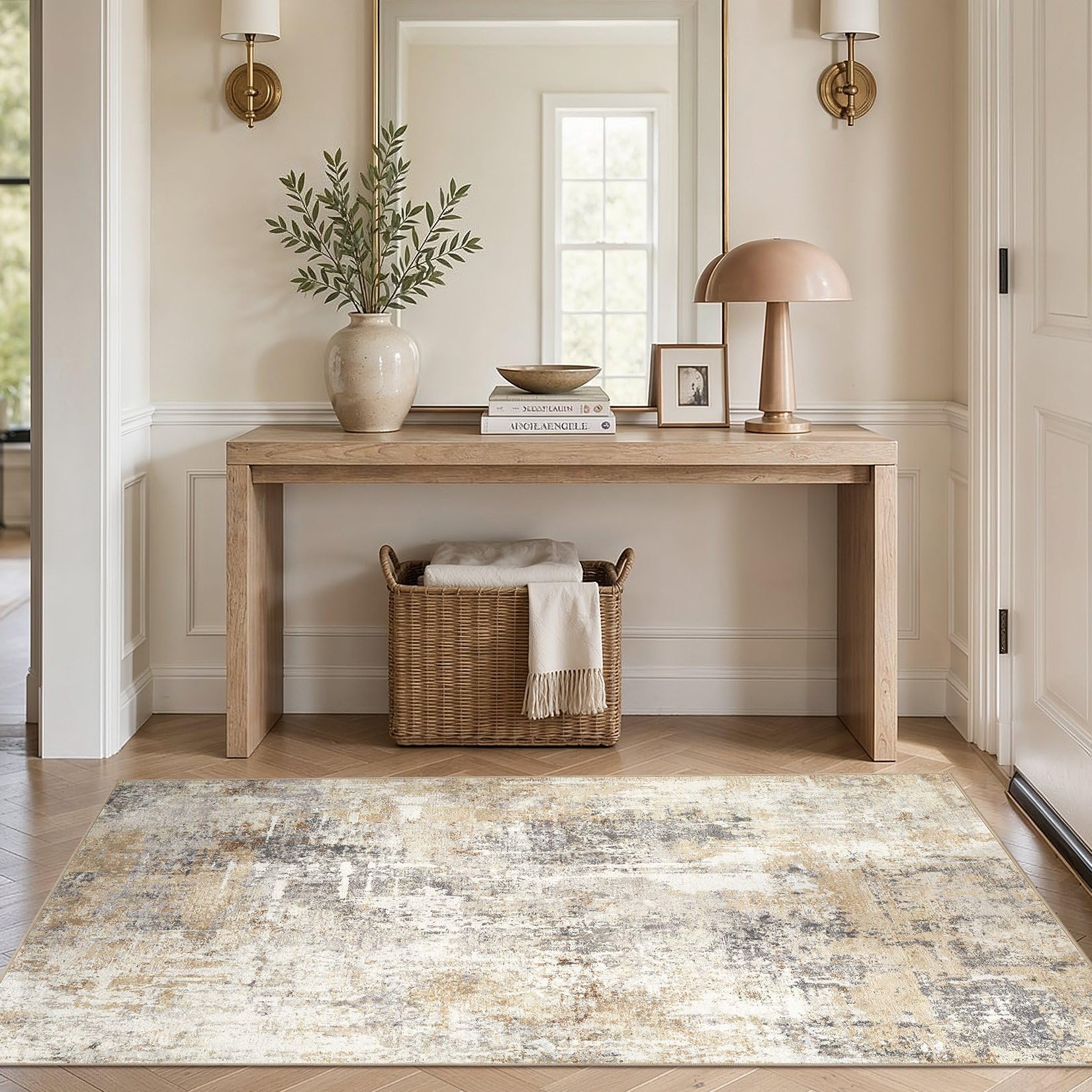 DMOYEST Washable Runner Rugs for Hallway 80x150cm Sand Beige