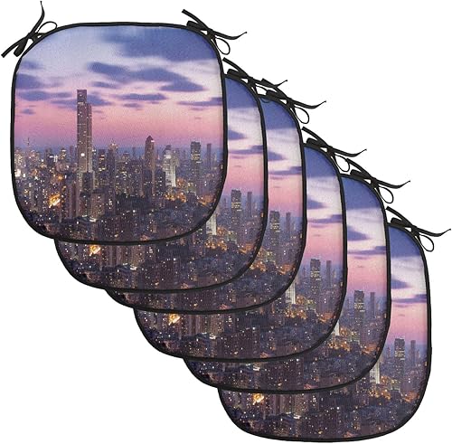 Miniatura 71 de Lunarable Cojín retro para silla, dibujo de chica a la moda en tierra primavera campo margaritas arte, acolchado de asiento para cocina y patio con