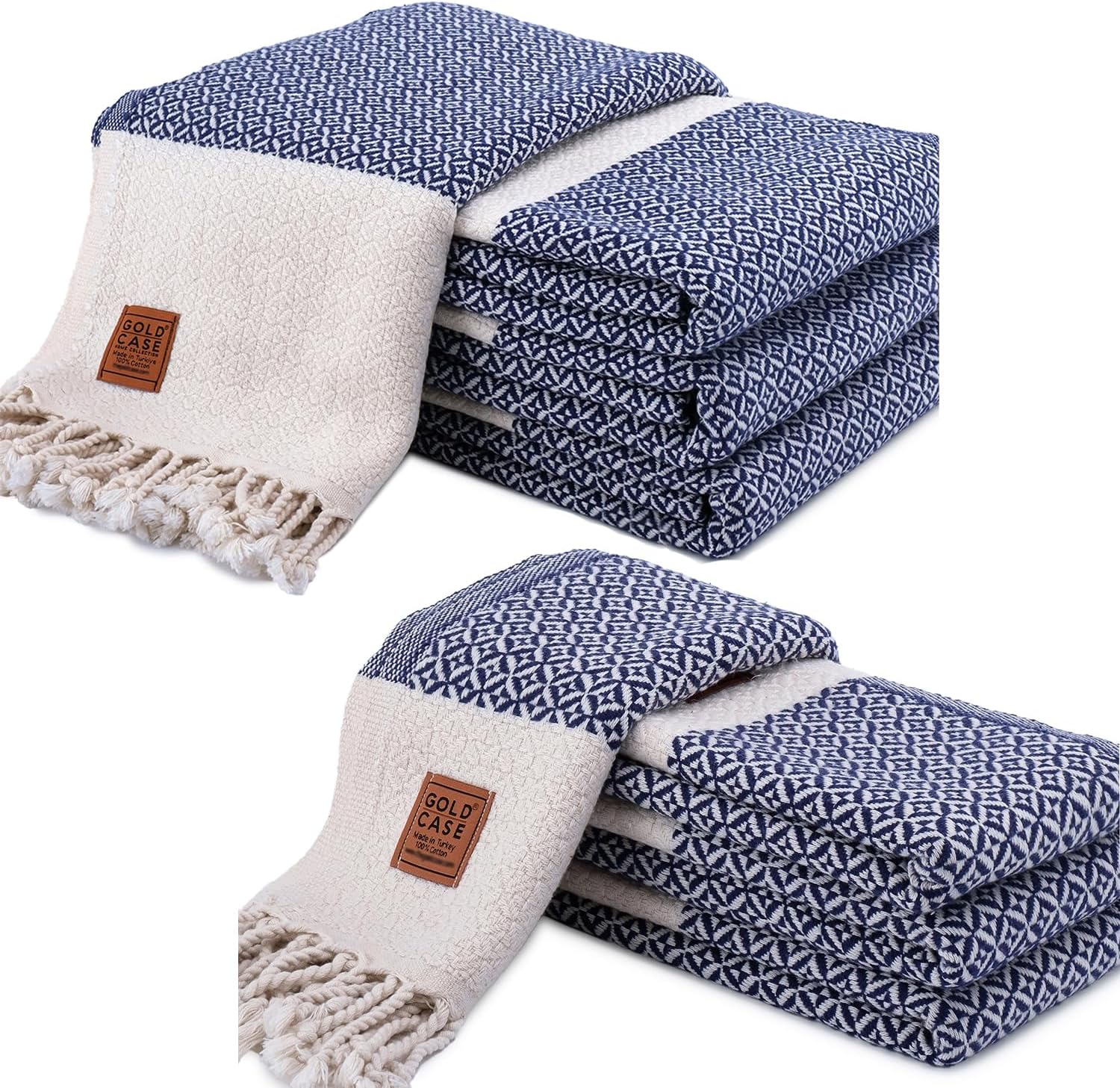 GOLD CASE Bundle of Aphrodite Beach and Hand Towel - Set of 4 - Navy Blue