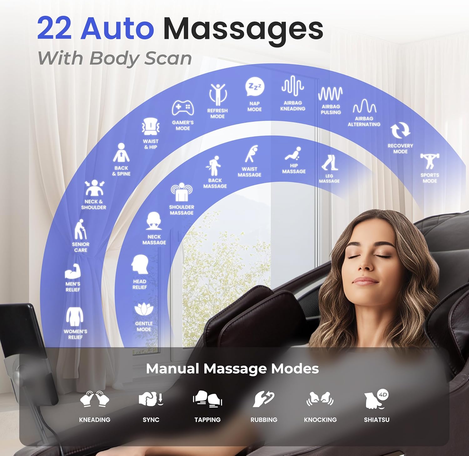 Osaki 2026 4D Ion l Full Body Massage Chair l 4D Massage Mechanism l Voice Control l 24 Auto Massages l SL-Track l Zero Gravity l Space Saving l Touchscreen Controller l Bluetooth Speaker (Brown)
