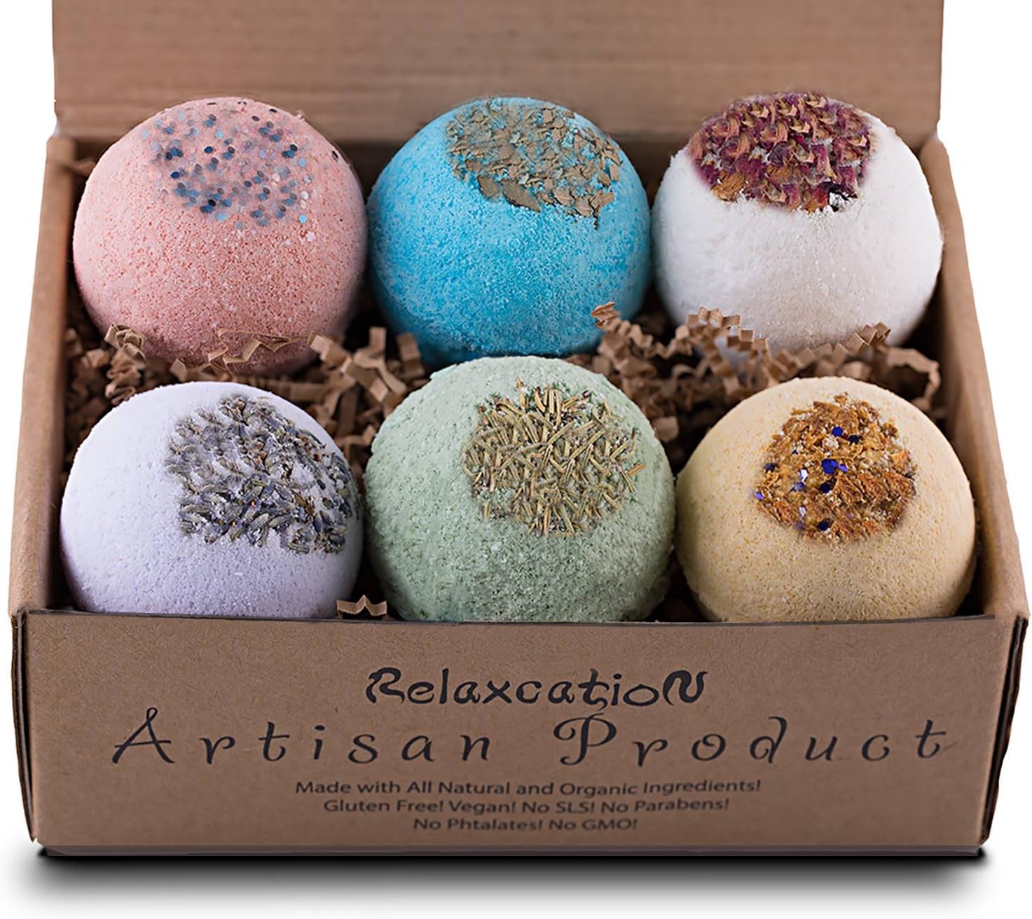 Organic Bath Bombs Gift Set Vegan (3.2 oz) / Bath Bombs For Sensitive Skin - Safe for Kids - Bath Bomb For Women with Bath Salts: Dead Sea Salt - Natural Bath Bombs Set - Bath Bombs Kit for Christmas