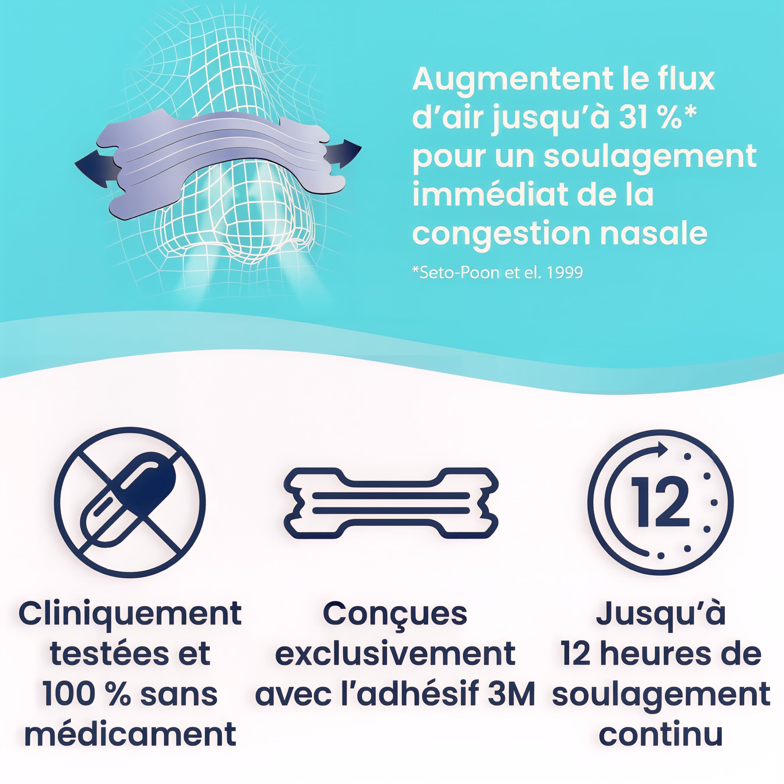 Breathe Right Sensitive - Bandelette nasale - Taille M/S - Sommeil : aide à réduire les ronflements - Rhume, allergies, sport : vous aide à mieux respirer - Convient aux peaux sensibles, 30 pièces
