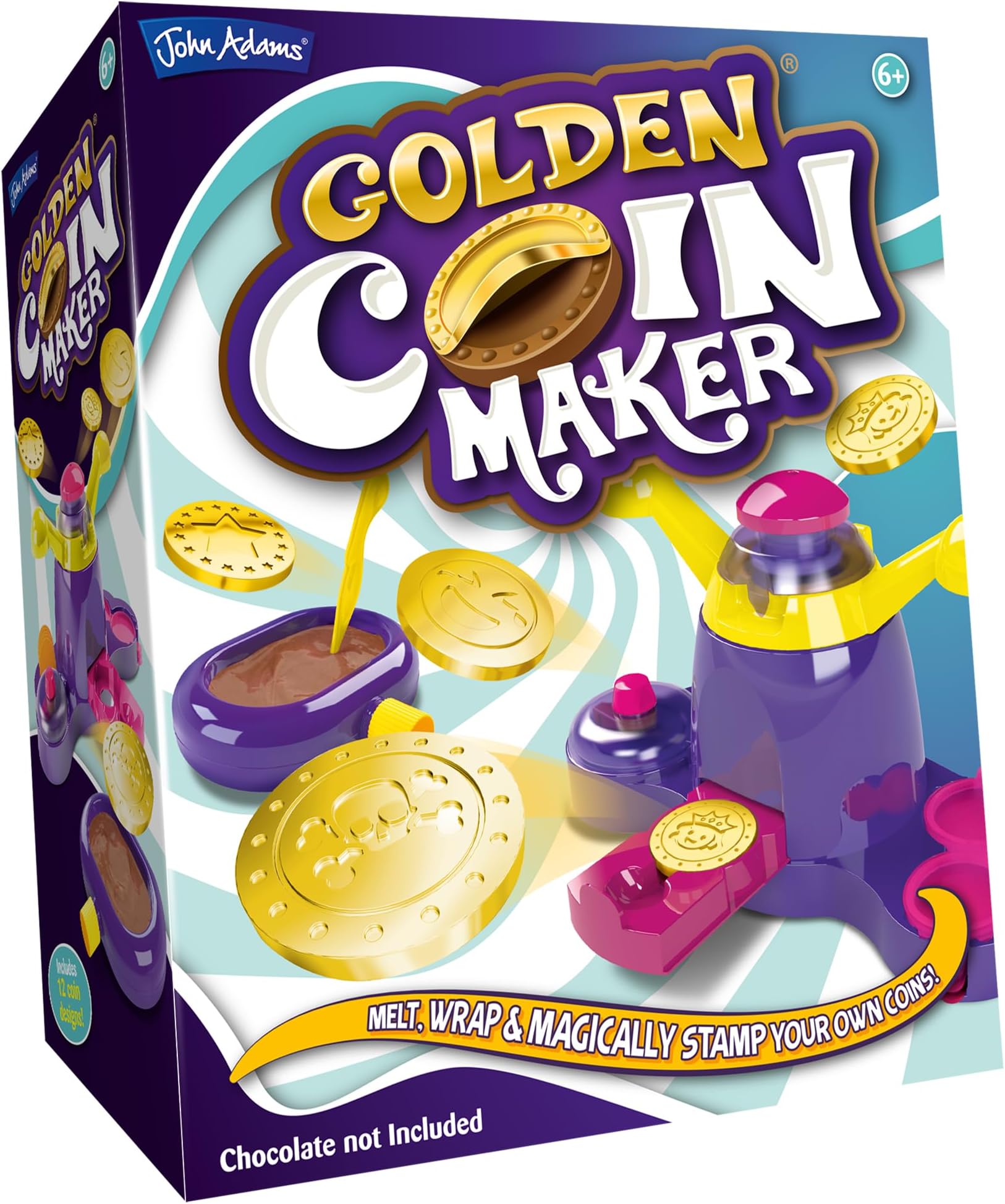John Adams Golden Coin Maker | Melt, Wrap & Stamp Your Own Golden Chocolate Coins | 12 Stamp Choices | Food Craft Treats | Age 6+ | Kids Gift Idea For Birthday & Christmas | Chocolate Not Included