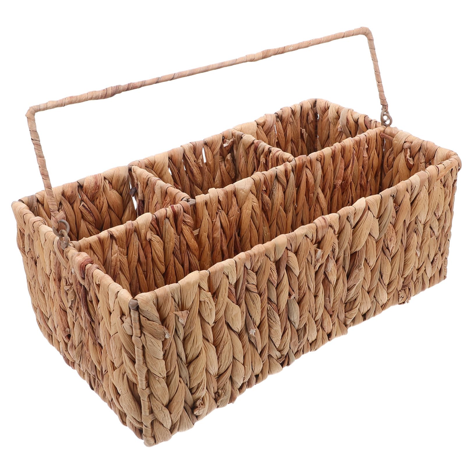 Cabilock Cesta De Almacenamiento De Mano Tejida De Paja Canasta Cestos Almacenaje Cesta De Almacenamiento Tejido a Mano Soporte De Cubiertos Light Brown