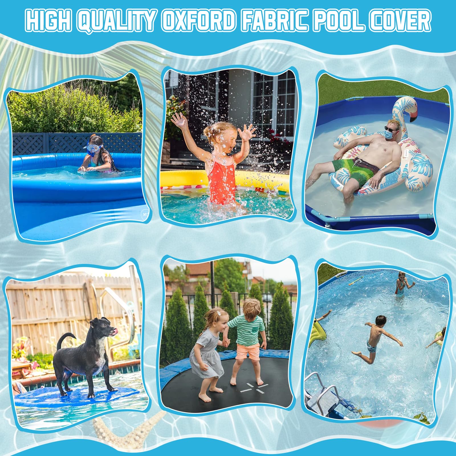 Cubierta para Piscinas, Cubierta de Piscina Redonda, Lona Cubre Piscina con Ganchos,Clavijas y Cuerdas De Fijación, Cobertor Piscina Resistente a los Rayos UV y al Polvo (Ø366cm)