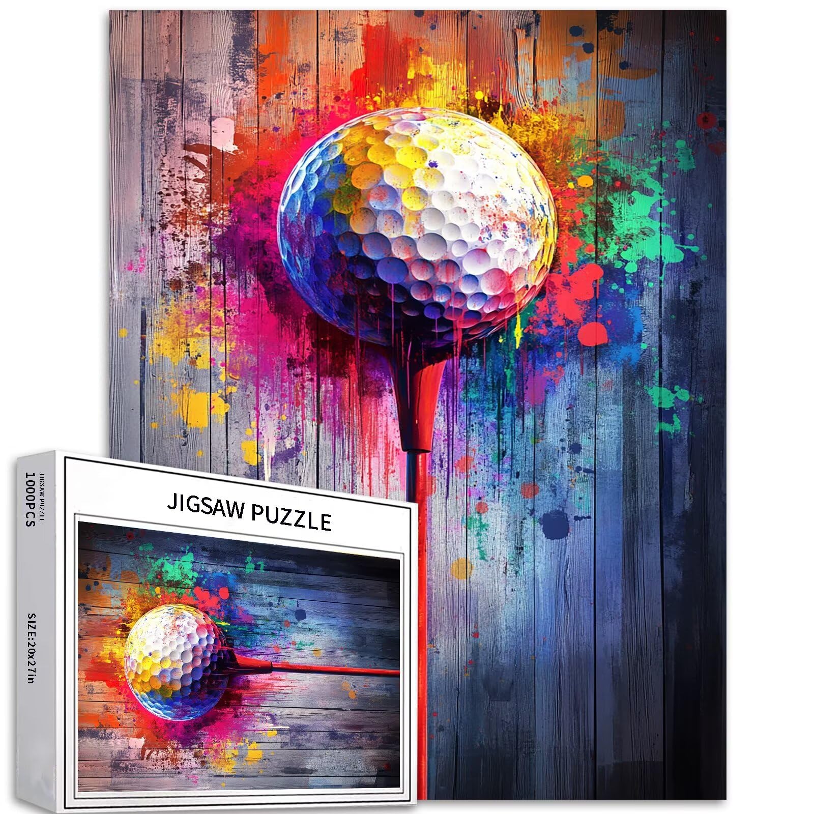 Golf Graffiti Art 1000 Piece Jigsaw Puzzles for Adults Graffiti Style Art Jigsaw Puzzle Challenging Family Activity Games Colorful DIY Craft Puzzle