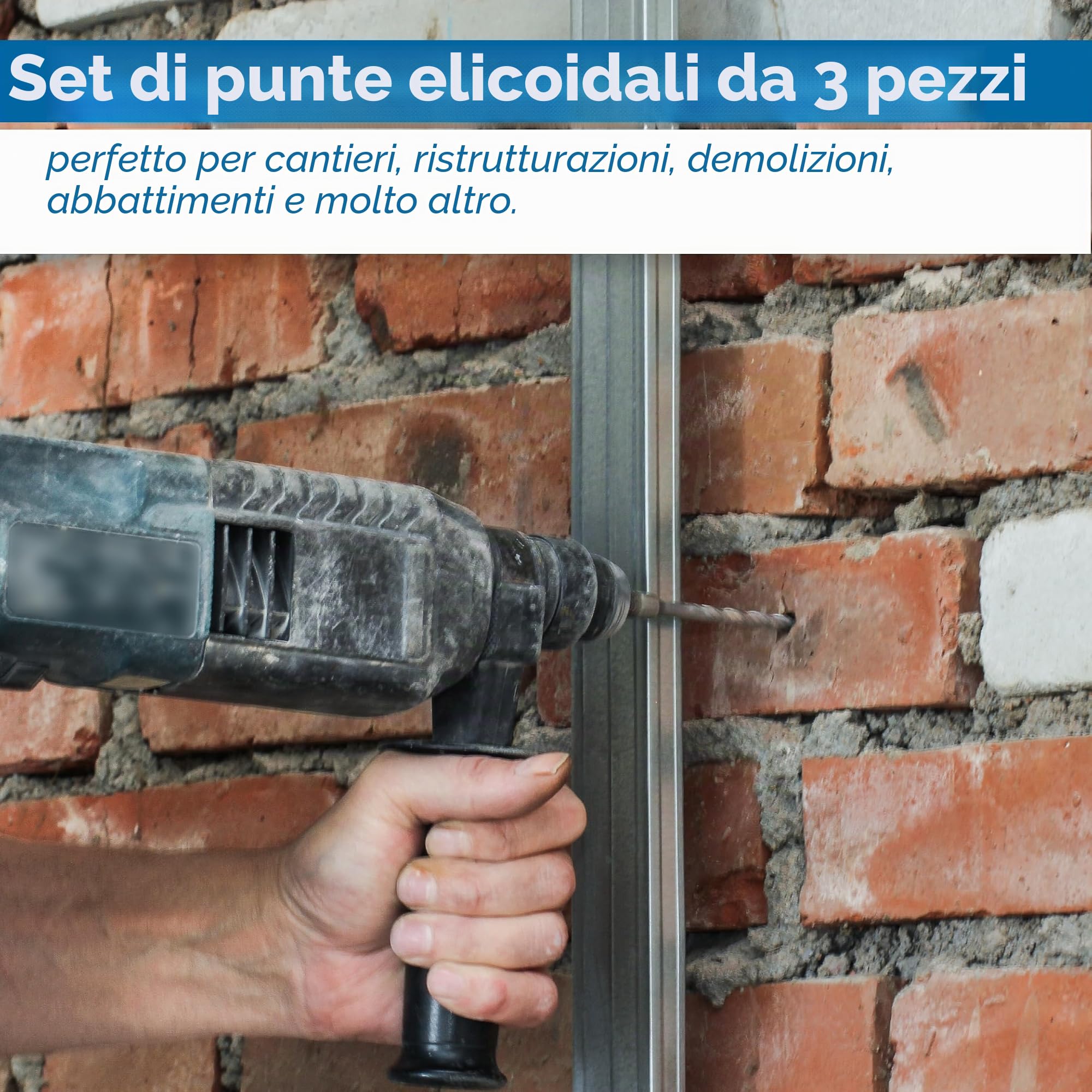 sds plus - Set di 3 punte da trapano per pietra, Ø 10-14-20 mm x 40 cm, ideali per muratura, calcestruzzo, pietra naturale in metallo duro di alta qualità