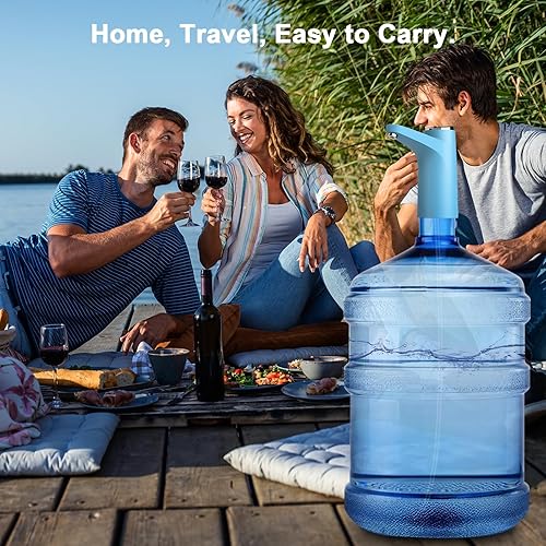 Miniatura 7 de Dispensador de agua para botella de 5 galones, bomba de agua cuantitativa de 20.3 fl oz, luz de potencia de 2 colores, bomba de botella de carga USB