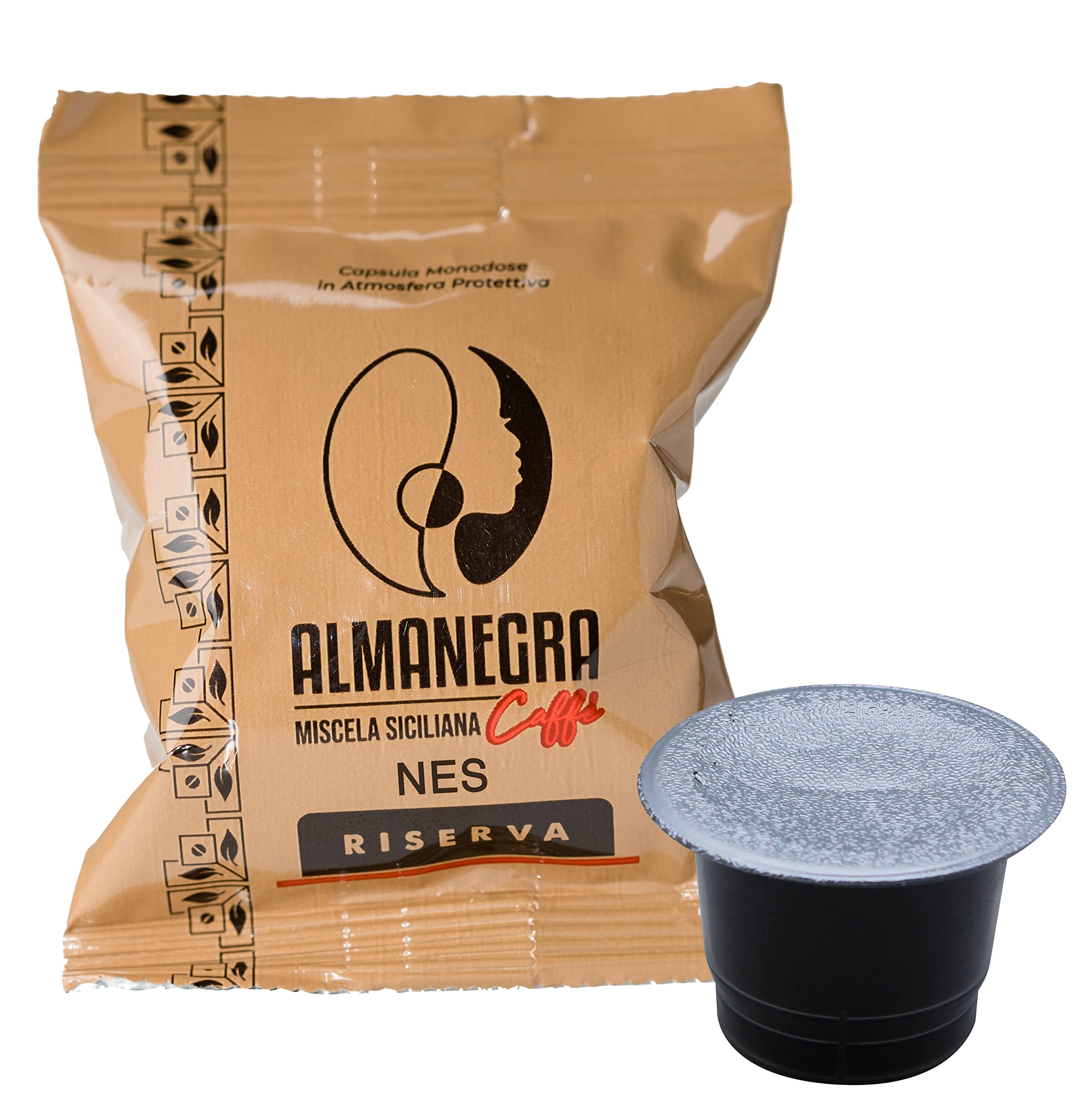 100 Capsule Cialde di Caffe Almanegra Caffè Compatibili per Nespresso Miscela Riserva Arabica