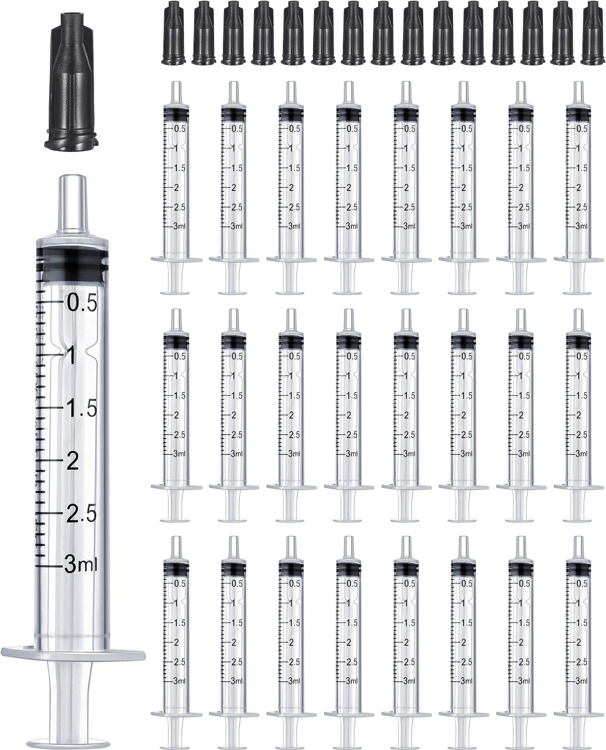 50 Pack 3ML Plastic Syringe Luer Slip with Cap, Great for Measuring, Refilling Watering and Pets Feeding, Non-Sterile (3ML)--50pack