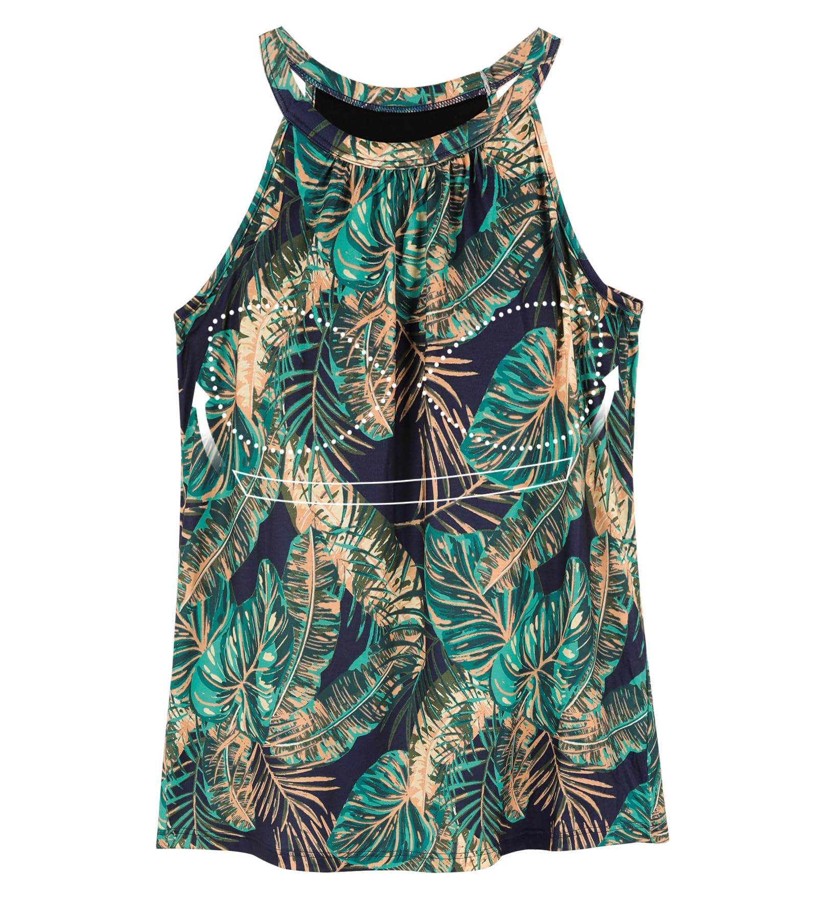 Women Halter Tank Top with Built in Bra Flowy Sleevless Padded Camisole Loose Fit Summer Shirt Top S-3XL