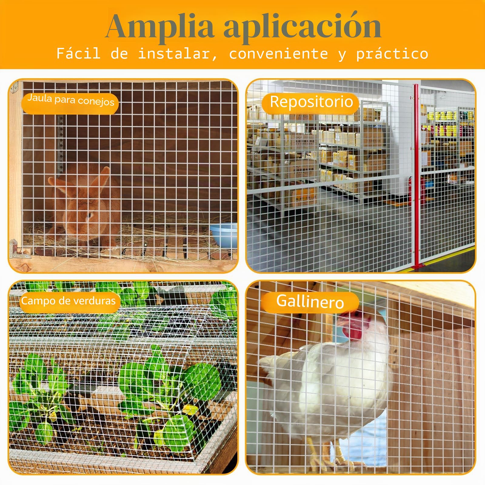 Malla de alambre galvanizado, 1 m × 10 m, malla de 6 mm, red para ratas y roedores, valla universal para camas elevadas, pollos, conejos, ardillas y ratones