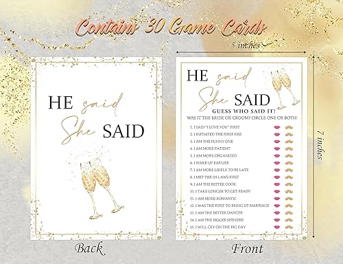 Miniatura 2 de He Said She Said - Juegos de despedida de soltera, despedida de soltera y despedida de soltera, juego de 30 tarjetas, tarjetas de juego de