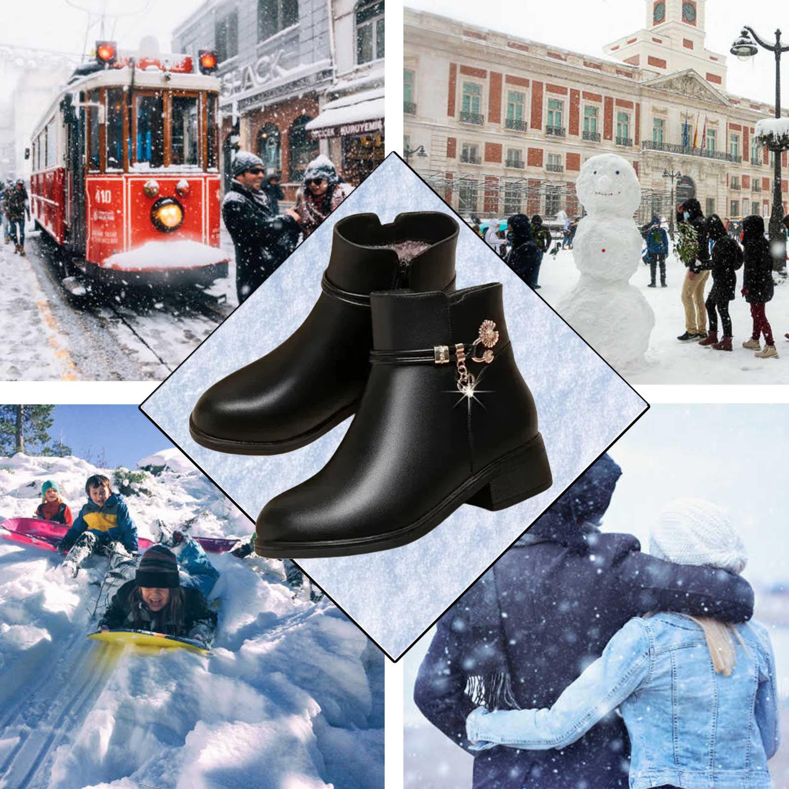 Botas ortopédicas de lana de piel auténtica para mujer, botas ortopédicas impermeables para mujer, botas de nieve con forro de piel de invierno