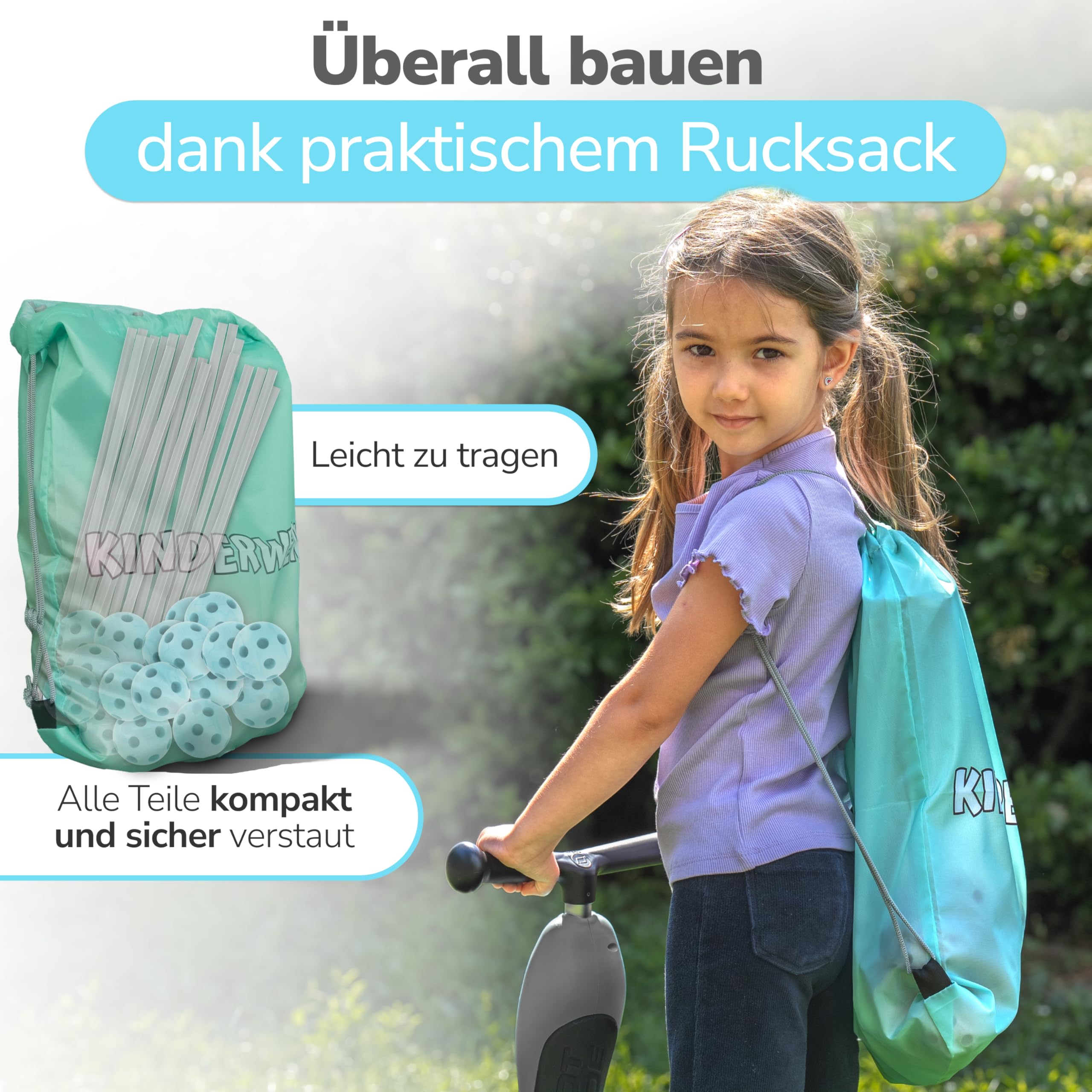KINDERWERK - Konstruktionsspielzeug – 140-teiliges Set zum Höhle Bauen für Kinder – Unterstützt Kreativität & räumliches Denken – Indoor & Outdoor Spielzeug (blau/grau) (Packung mit 2)