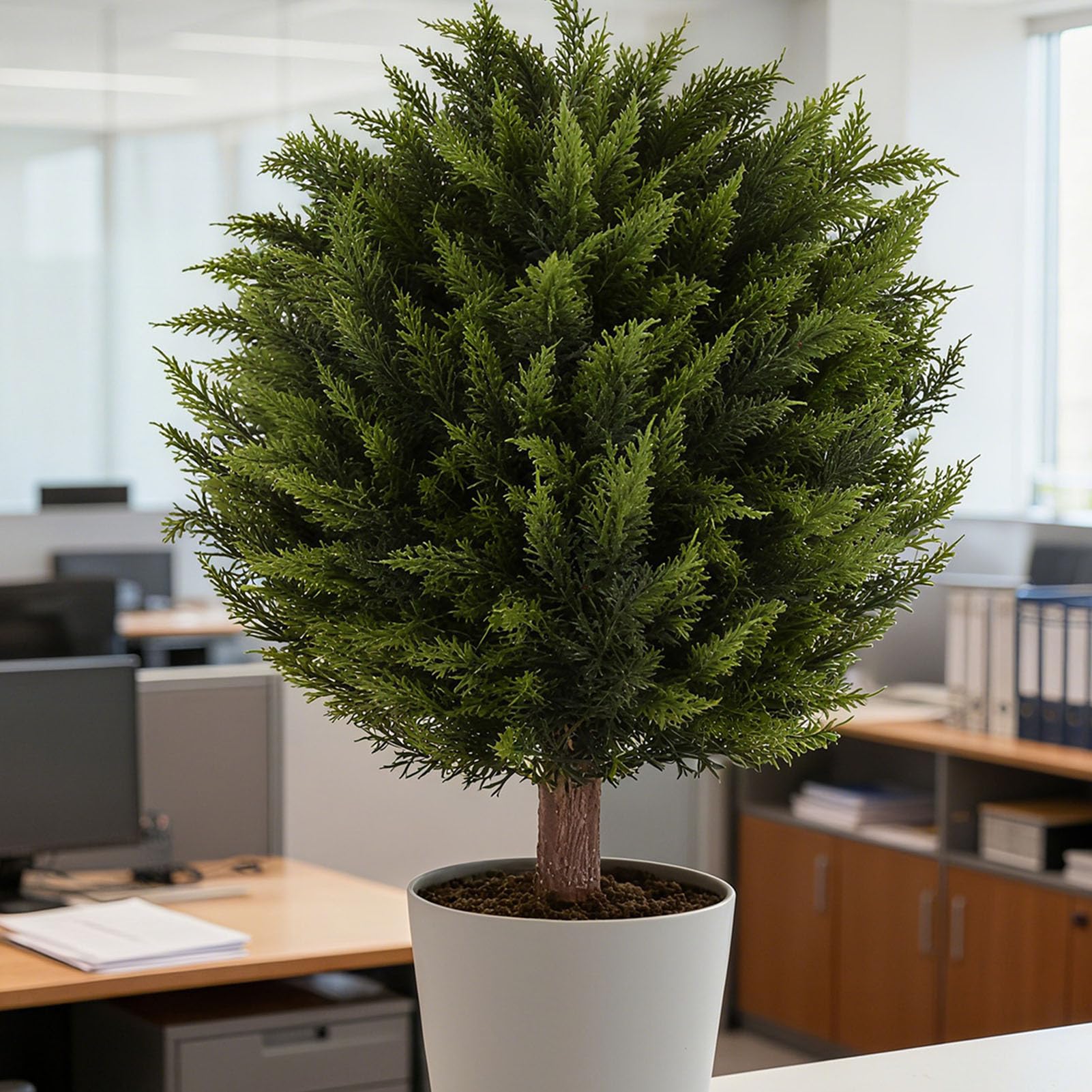 Künstliche Zypresse, Topiary-Pflanze, Realistischer Künstlicher Buschbaum für Hausgarten-Dekoration mit Erdspieß, 1 Einheit (2 Stücke)
