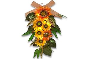 Lighted Mailbox Swag Autumn Sunflower Pre-Lit Decorative