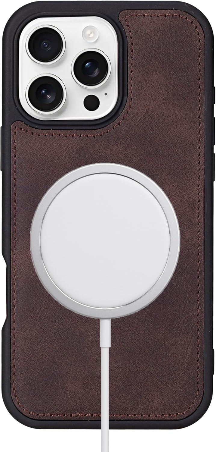 VENOULT Full Grain Leather Wallet Case for iPhone 17 Pro Max, Magnetic Detachable, Buesiness Style 4 Card Holder Folio, Man or Women, Compatible with MagSafe, RFID (Brown, iPhone 16 Pro MAX)