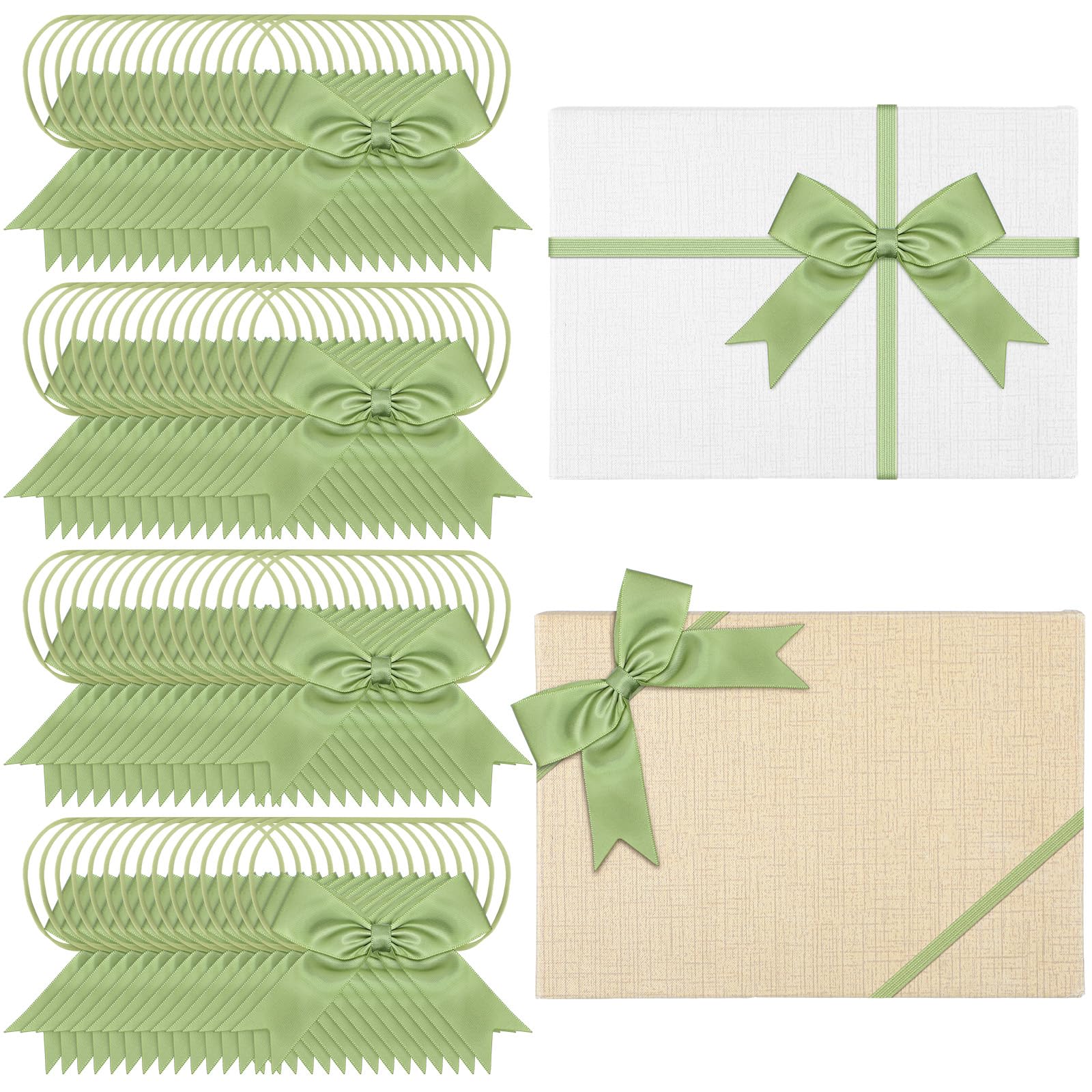 Zeyune 60 Pcs Mother's Day Elastic Bows 4 Inch Assorted Premade Craft Bows Soft Stretch Loops with Ribbon Knots for Mother's Day Wrapping Party Boxes