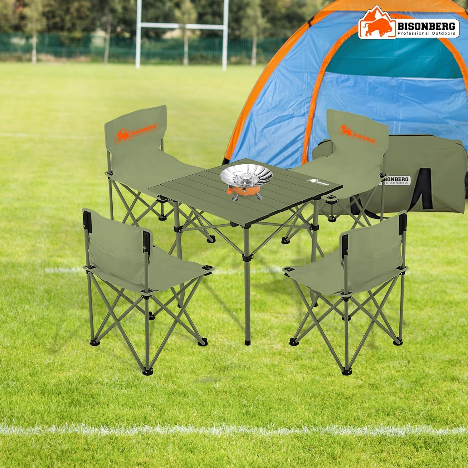 BISONBERG Aluminium Folding Camping Table Adjustable Height Table for Camping, Fishing, Hiking, Travel, Picnic, Beach - Aluminum (Square) - Image 2 thumbnail