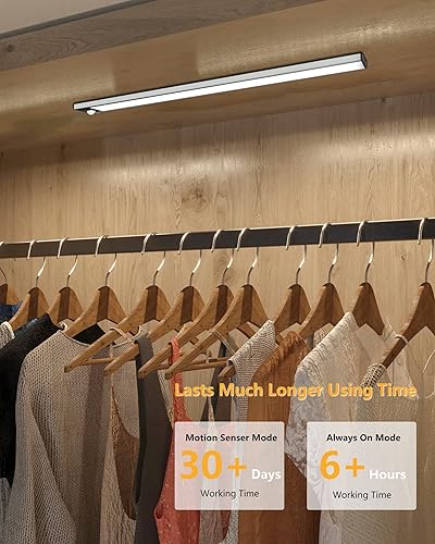 Miniatura 4 de KOTUDAY Luz LED con sensor de movimiento para gabinete, luz debajo del armario, luz funciona con pilas, tira de luz nocturna recargable por USB