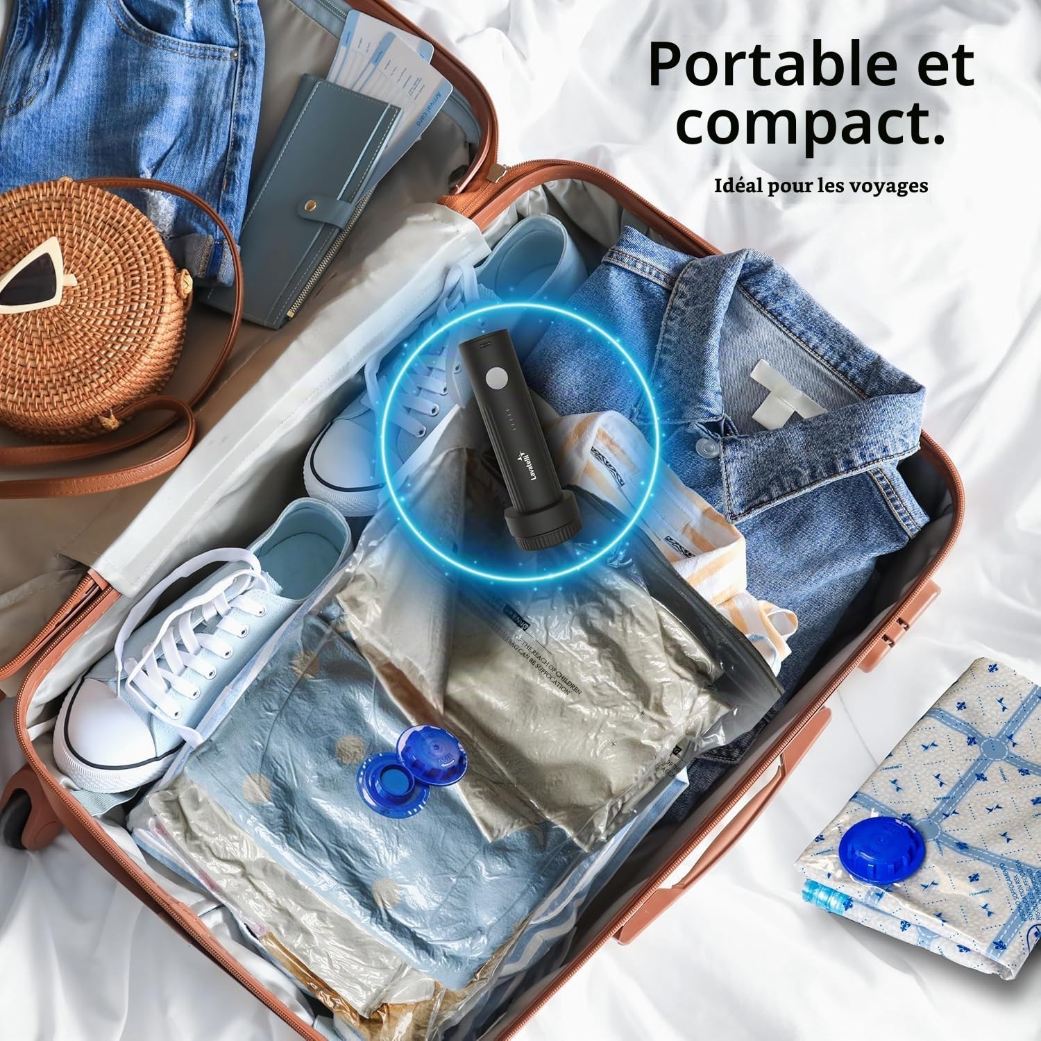 Lavatelli, Sac à Dos Sous Vide Ryanair 40x30x20 + Pompe USB-C Rechargeable & 2 Sacs 40x45 | Vac-u-Bag, Bagage Cabine EasyJet Low Cost | Sac à Dos Premium Voyage (Caratteri totali: 195. Limite rispetta
