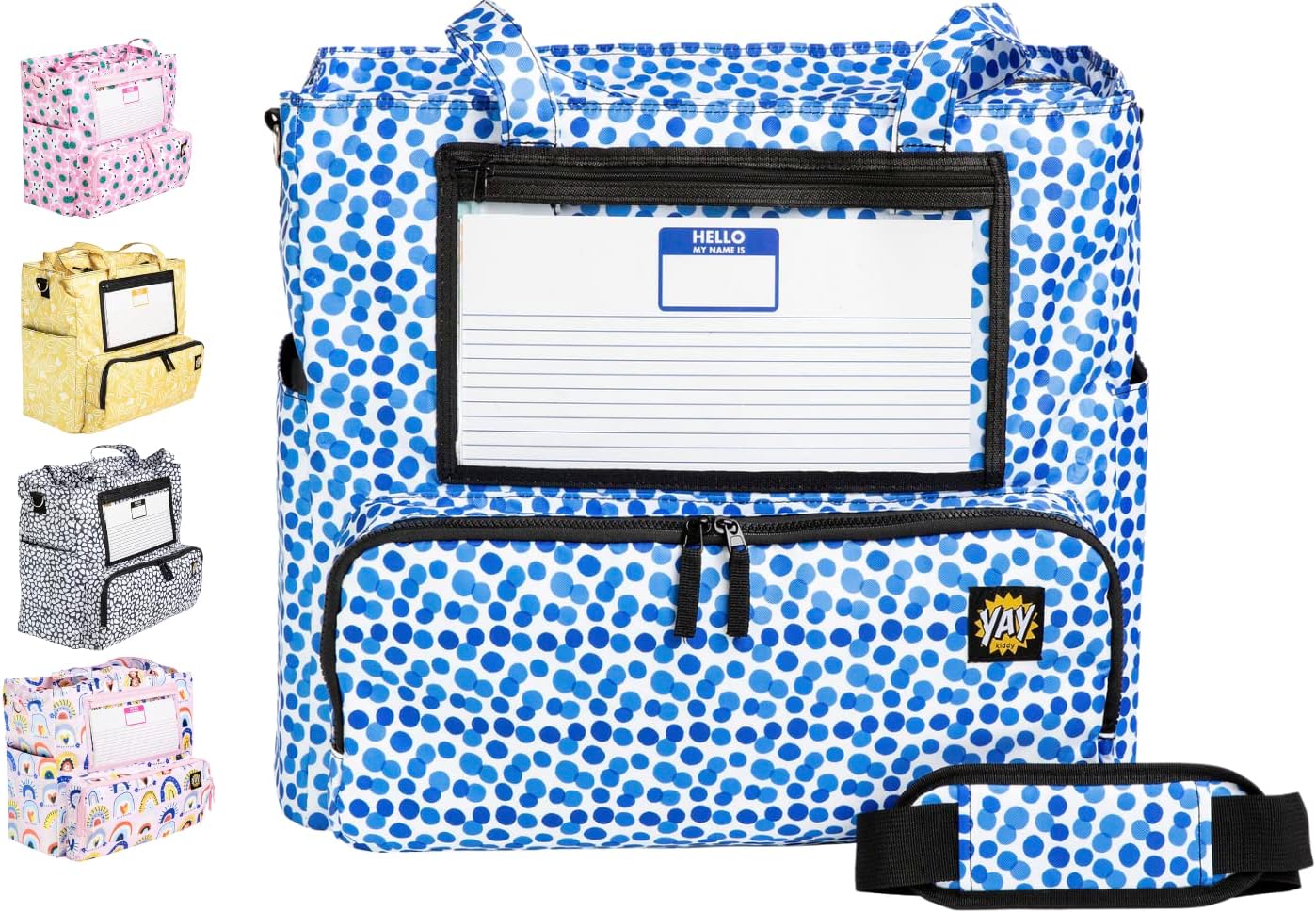 Large Daycare Preschool Diaper Tote Bag with shoulder strap, insulated bottle pockets, Wet pocket and Name card