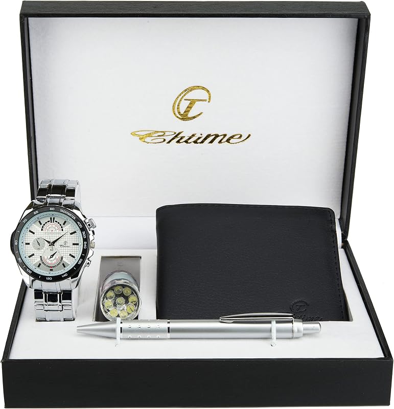 Set de regalo Reloj de hombre blanco - Lámpara LED - Cartera - Bolígrafo