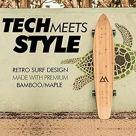 Magneto Kicktail Cruiser Longboard Skateboard - Adult Skate for Commuting & Carving - Smooth 78A Wheels for Cruiser Skateboard - Bamboo Longboard Construction with Maple Core - 44 x 9, Blue
