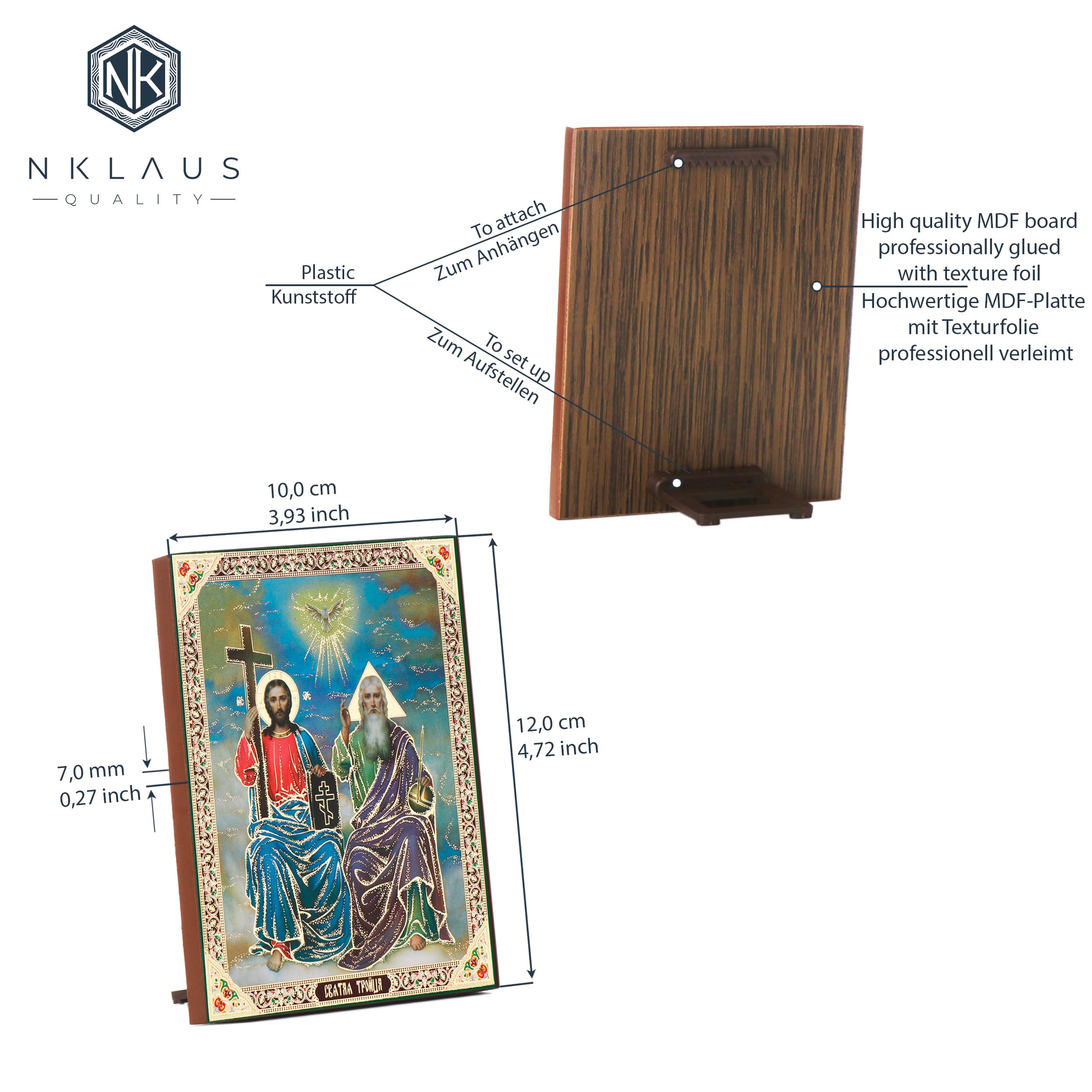 NKlaus La Santísima Trinidad icono de madera 10x12cm cristiano ortodoxo