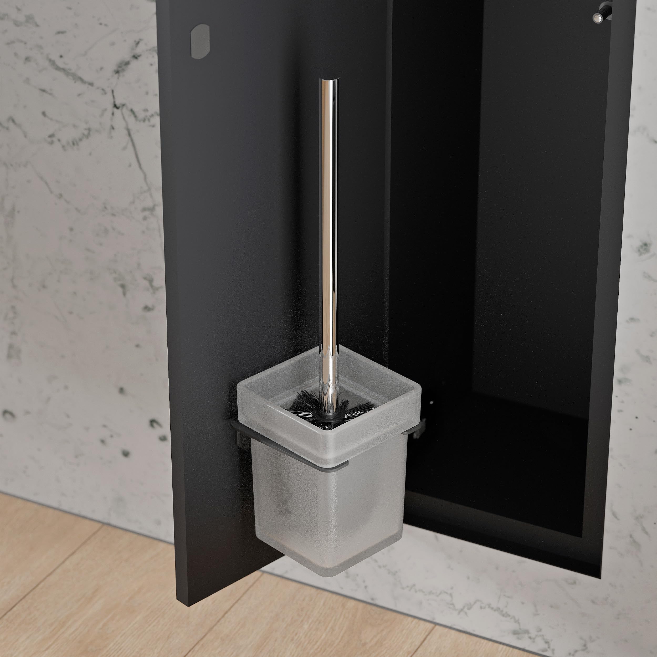 Bernstein Unterputz WC-Modul RIA 78 cm Edelstahl Anthrazit befliesbar mit integriertem Toilettenpapierspender und Bürstenhalter, Push-to-Open, Stauraum unsichtbar, Türanschlag links