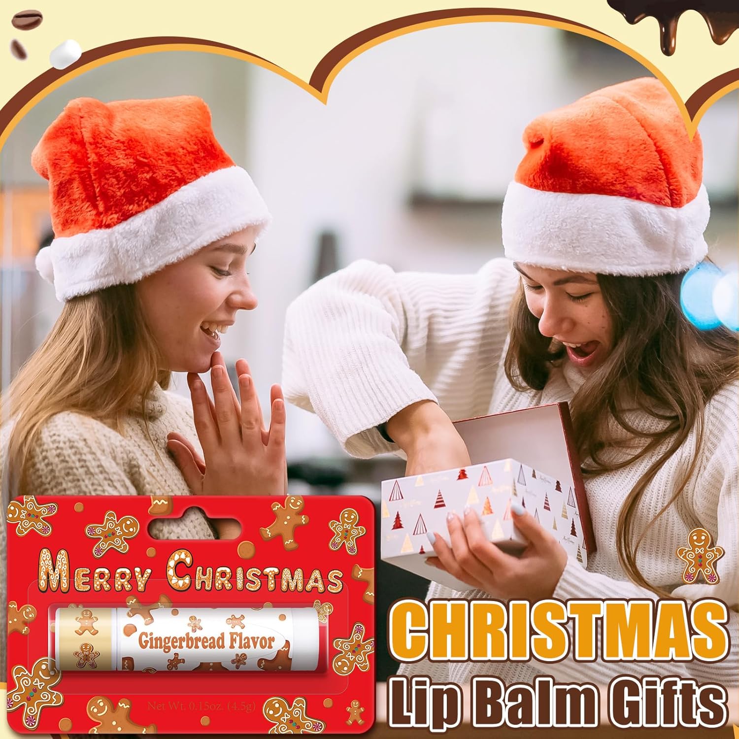 75 Pcs Christmas Lip Balms Bulk Peppermint Candy Flavor Lip Balm Holiday Gingerbread Hot Cocoa Cookie Cinnamon Flavor Christmas Party Gifts Stocking Stuffers for Women Employee Coworkers