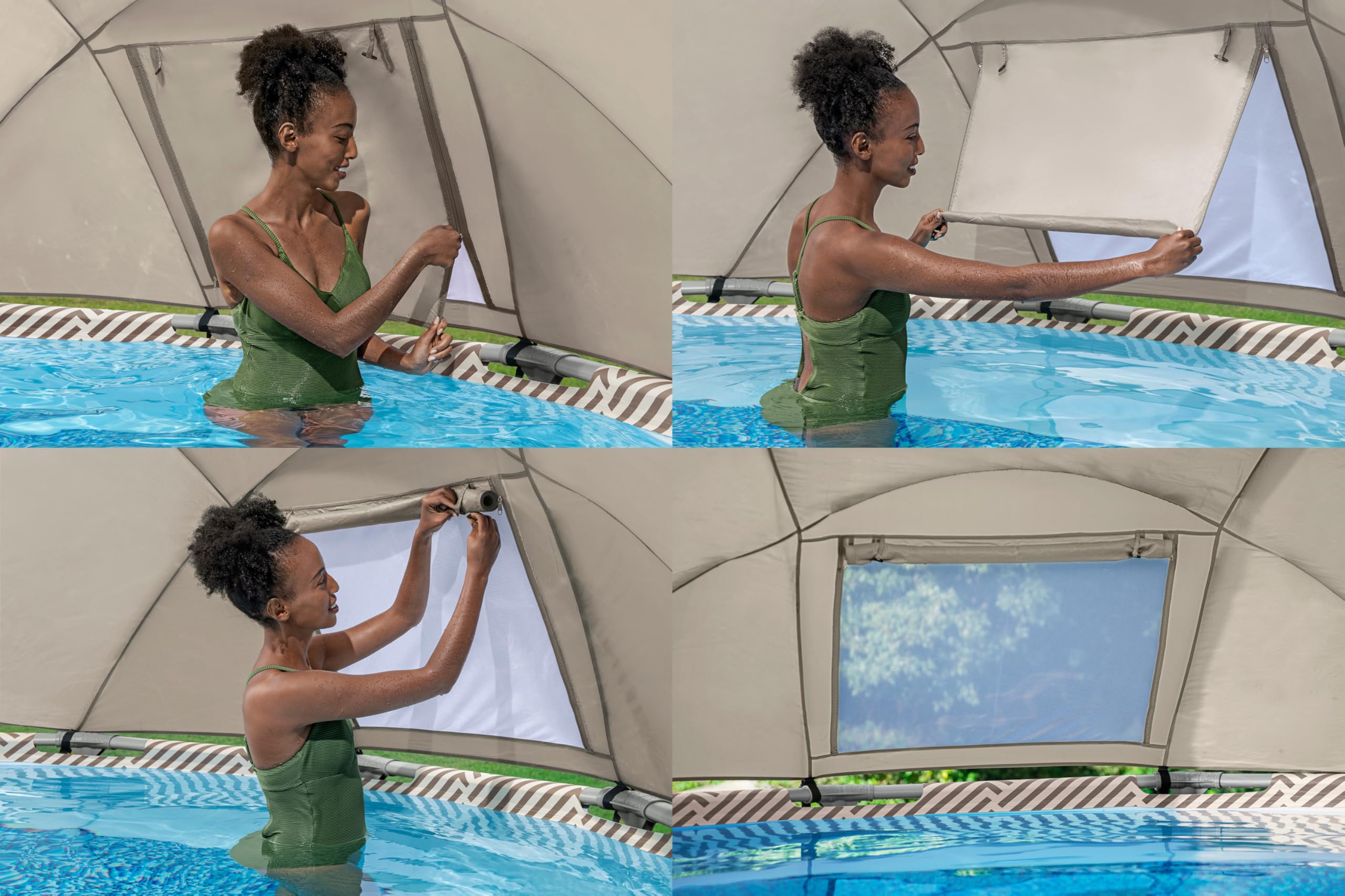 Bestway Steel Pro MAX Frame Pool Komplett-Set mit Filterpumpe Ø 396 x 107 cm, Op Art-Design, rund