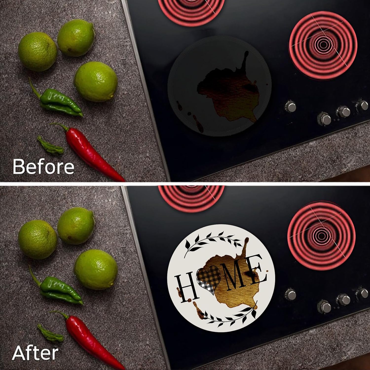 Fire Phoenix Art Burn Covers for Electric Stove Resturant Decor Fantasy Animal Round Stove Burner Magic Dragon Attack Castle Gas Stove Burner Covers,Metal Burner Cover Set of 4 Kitchen Decor (Red )