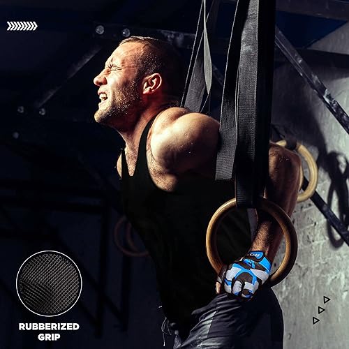 Miniatura 3 de RDX Guantes de levantamiento de pesas para gimnasio, entrenamiento de fitness, palma acolchada antideslizante, equipo de entrenamiento de fuerza