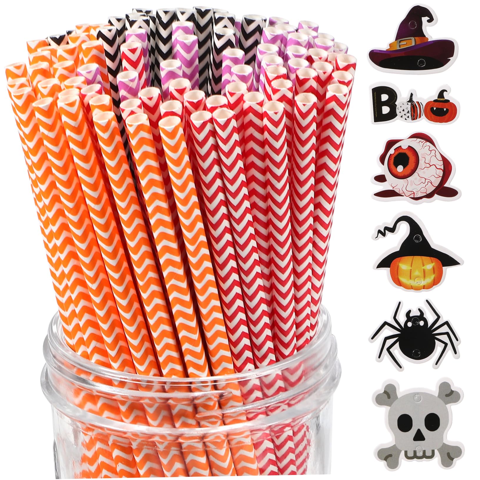 Cabilock 6confezioni Cannucce Di Carta Decorative Stampa Di Halloween Di Cannucce Strisce Colorate Per Feste in Casa e Eventi