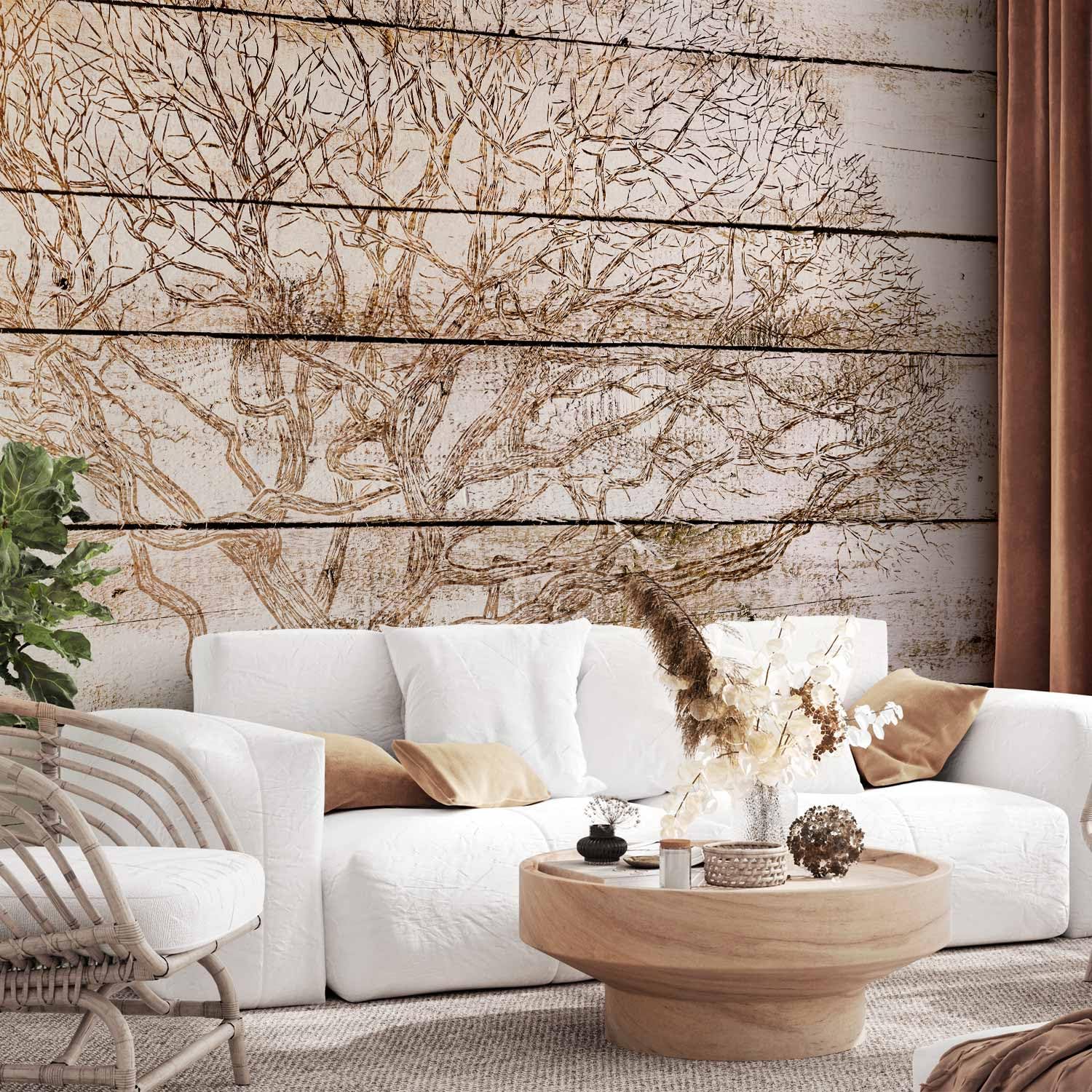 murando Fotomurales Autoadhesivo Madera Optica 196x140 cm Papel Pintado