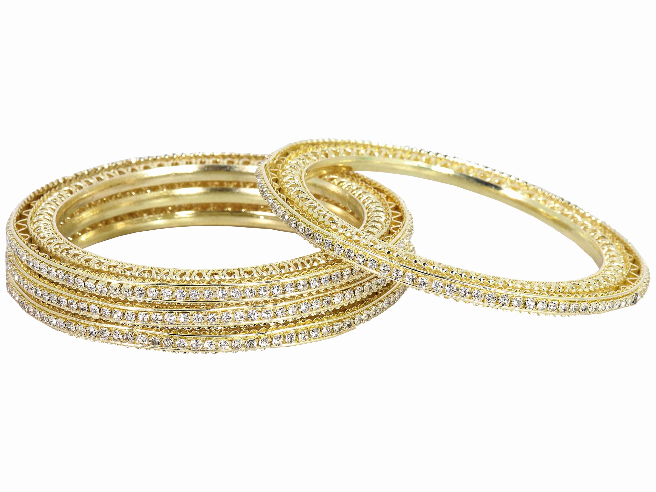 NMII Premium Gold Plated Metal American Diamond Bangles For Women & Girls | Traditional Golden Bangles | AD Stone Work | White Diamond Bangles Set For Wedding, Party, Ocassion-(MAH81-Gold-2.4) (B0D2DQ7SBZ) Amazon Price History, Amazon Price Tracker