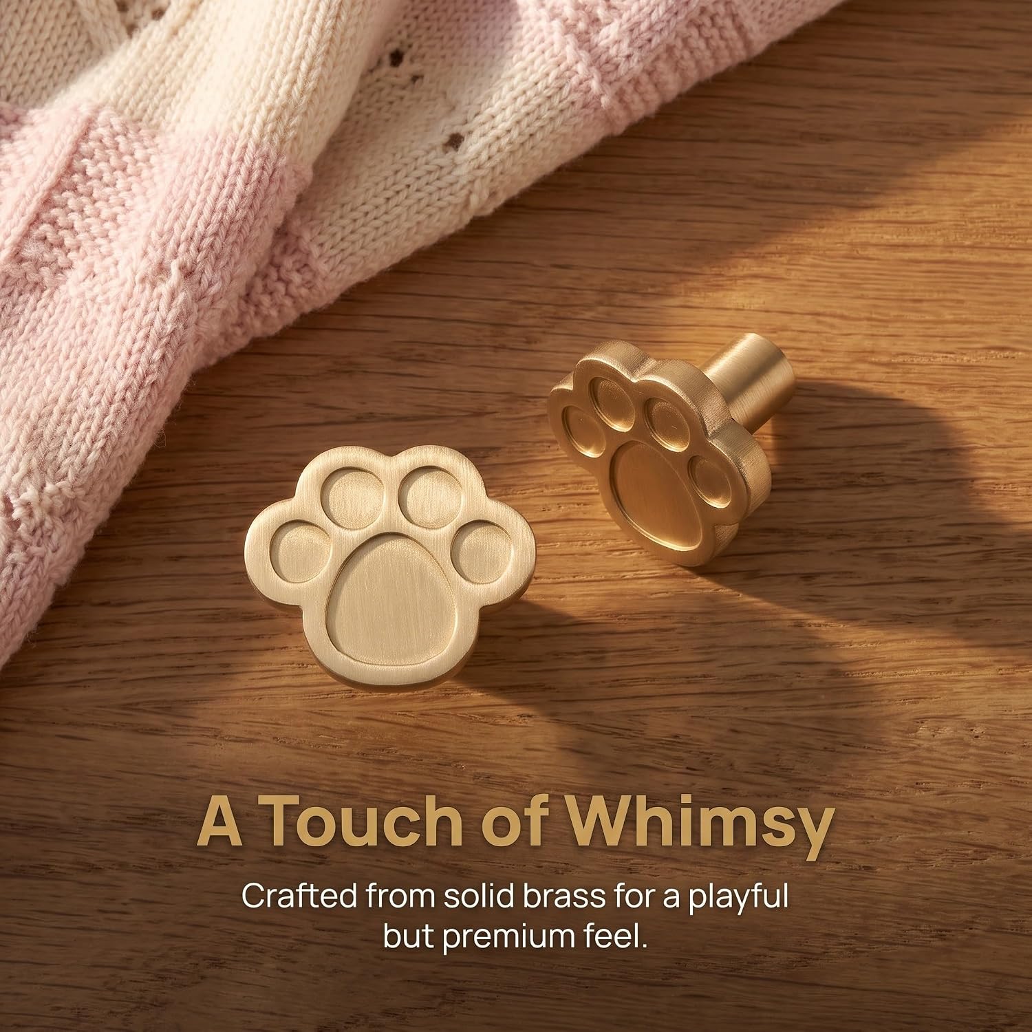 BESTOYARD Brass Drawer Knobs 4pcs Paw Shaped for Room Cabinets Cute image 3