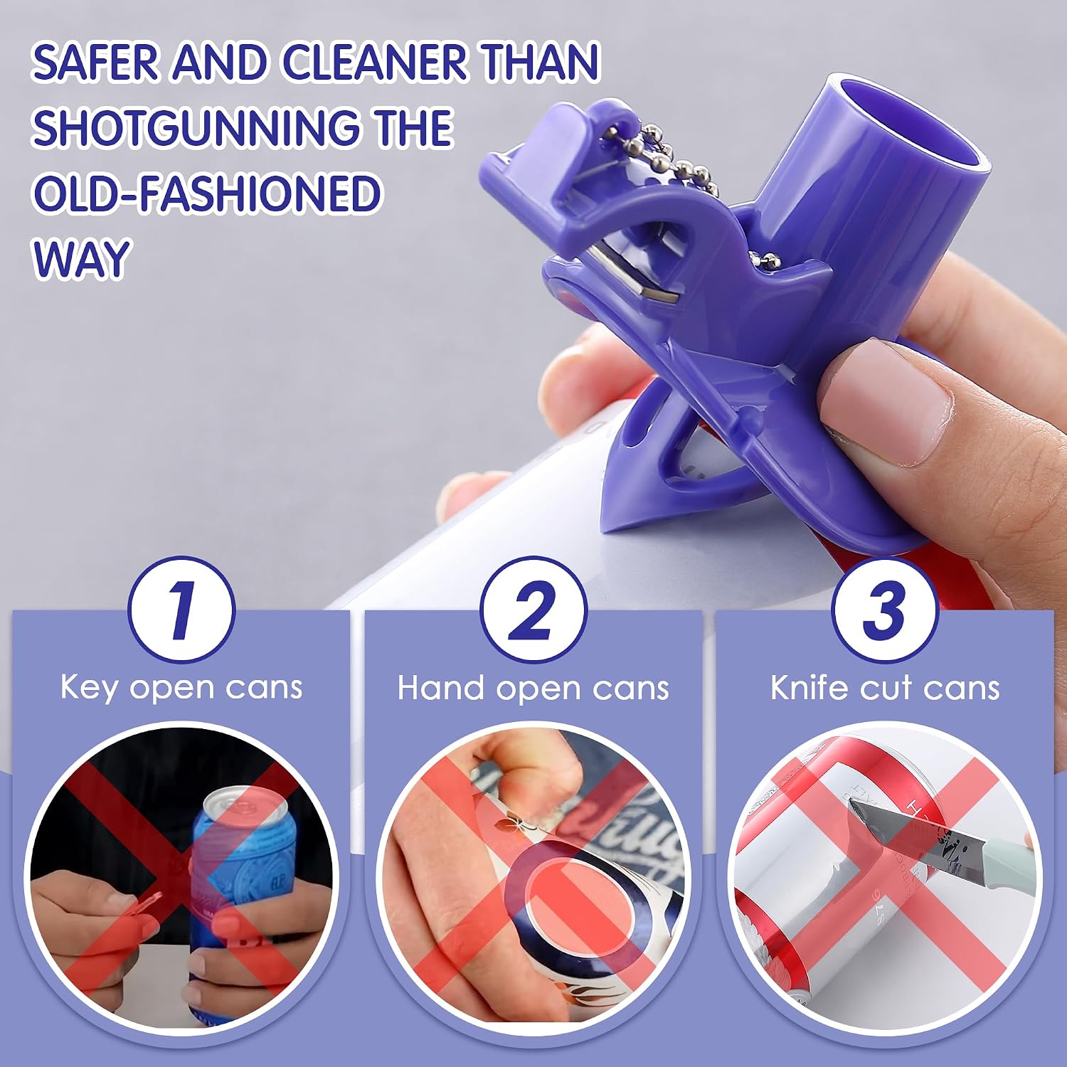 4 Pcs 4 in 1 Beverage Can Tool with Funnel, Portable Can Piercing Tool and Bottle Opener Keychain for Camping, Pool, Tailgates and Outdoor Gatherings