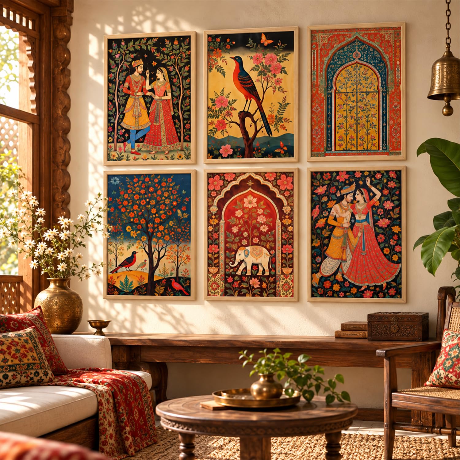 Kotart Madhubani Wall Art - 6 Framed Paintings -1 Kotart Madhubani Wall Art - 6 Framed Paintings -1