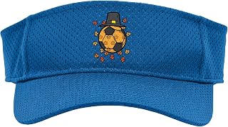 Thanksgiving Pilgrim Soccer Football Sports Men Women Kids Sport Sun Visor, Youth, One Size, Royal Blue