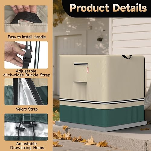 Vista 3 de LXKCKJ Air Conditioner Cover for Outside Units - 420D Heavy-Duty Waterproof Winter AC Cover, All-Weather Protection for HVAC Condenser Units, Fits