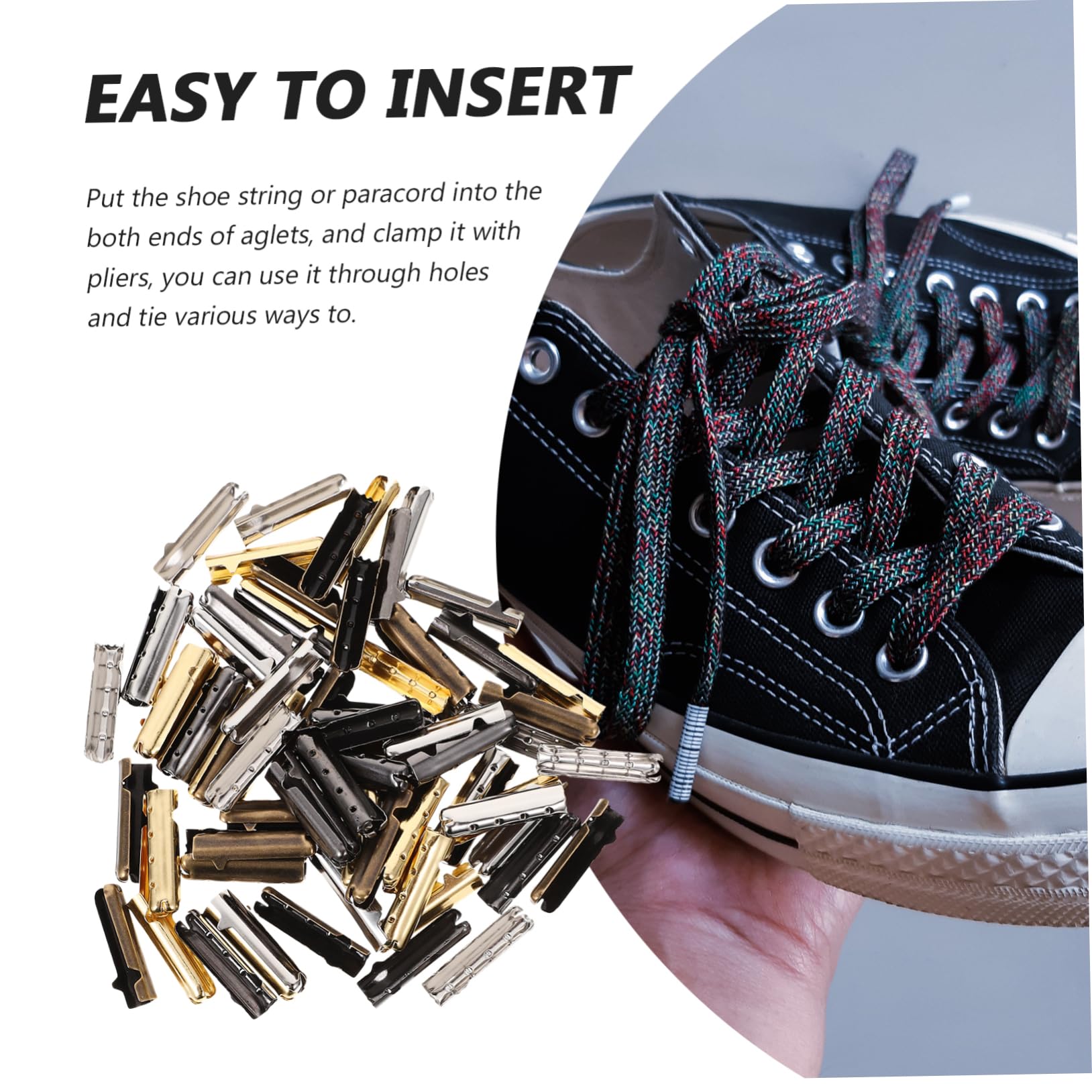80 Piezas Puntas de Cordones de Zapatos de Cobre para Reparación y Personalización de Cordones para el y Funcionalidad de Zapatillas