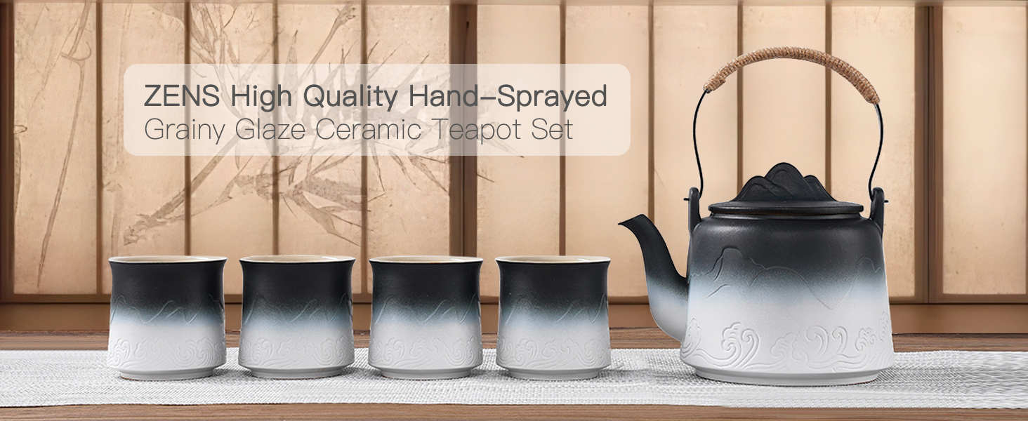 Amazon.com | ZENS Vintage Japanese Tea Set, Gradient Embossed