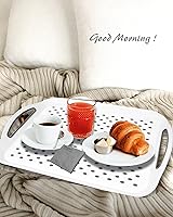 Vista 7 de Bandeja grande antideslizante con asas, bandejas de comida para regazo con puntos de agarre de silicona para comer, aptas para lavavajillas