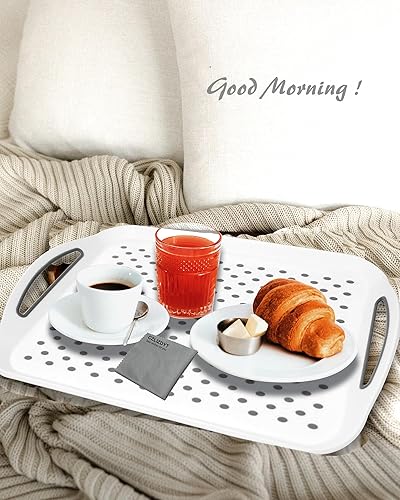 Miniatura 7 de Bandeja grande antideslizante con asas, bandejas de silicona para comer, aptas para lavavajillas, para desayuno, cena, aperitivos, frutas, bebidas,