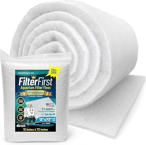 FilterFirst - Almohadilla de filtro de acuario FilterFirst para filtros de pecera, rollo de medios de filtro de acuario para agua cristalina,